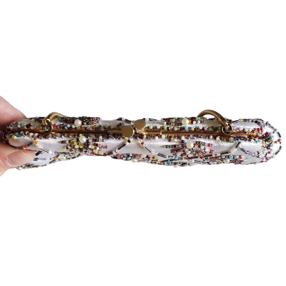 Satin Beaded Clutch /Evening Bag/Formal Events/Prom /Vintage - Picture 5 of 13